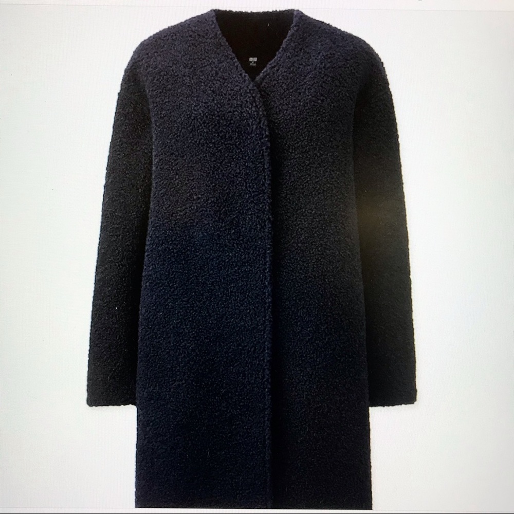 SOLD! N/A ~New UNIQLO Coatigan Coat~Fleece (Sherpa/Persian Lamb Style) ~ Black~M